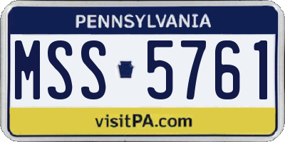 PA license plate MSS5761
