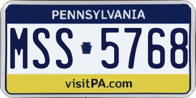 PA license plate MSS5768