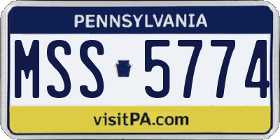 PA license plate MSS5774