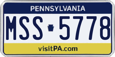 PA license plate MSS5778
