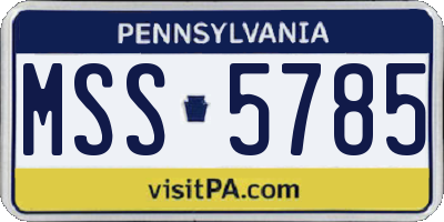 PA license plate MSS5785