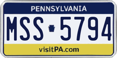 PA license plate MSS5794