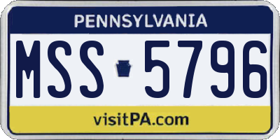 PA license plate MSS5796