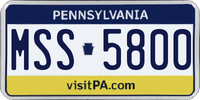 PA license plate MSS5800