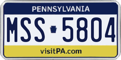 PA license plate MSS5804
