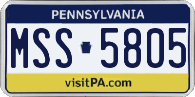 PA license plate MSS5805