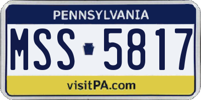 PA license plate MSS5817