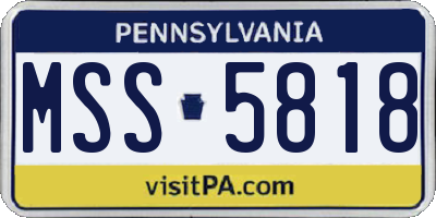 PA license plate MSS5818