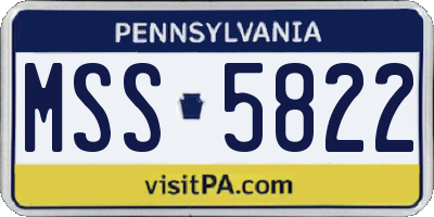 PA license plate MSS5822