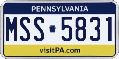 PA license plate MSS5831