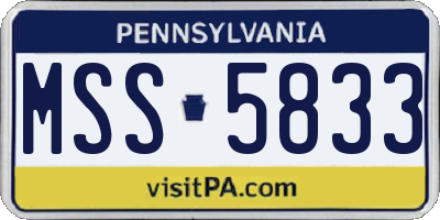 PA license plate MSS5833