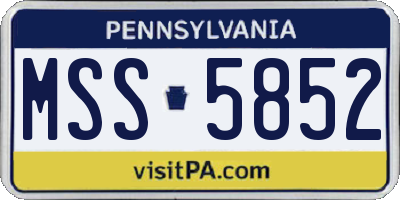 PA license plate MSS5852