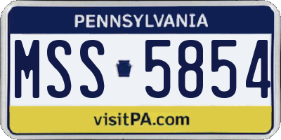 PA license plate MSS5854