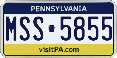 PA license plate MSS5855