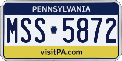 PA license plate MSS5872