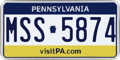 PA license plate MSS5874