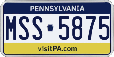 PA license plate MSS5875