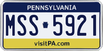 PA license plate MSS5921