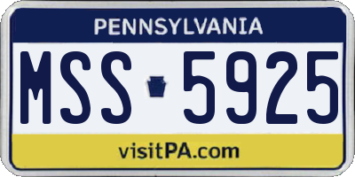 PA license plate MSS5925