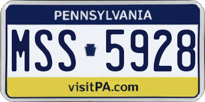 PA license plate MSS5928