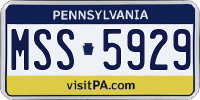 PA license plate MSS5929