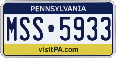 PA license plate MSS5933