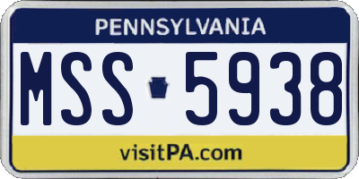 PA license plate MSS5938
