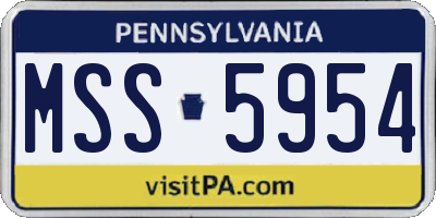 PA license plate MSS5954