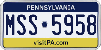 PA license plate MSS5958