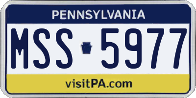 PA license plate MSS5977