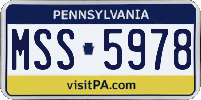 PA license plate MSS5978