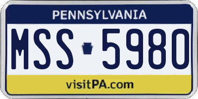 PA license plate MSS5980