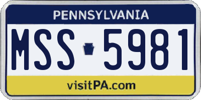 PA license plate MSS5981