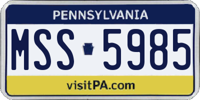 PA license plate MSS5985