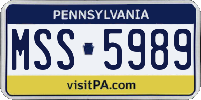 PA license plate MSS5989