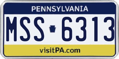 PA license plate MSS6313