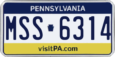 PA license plate MSS6314