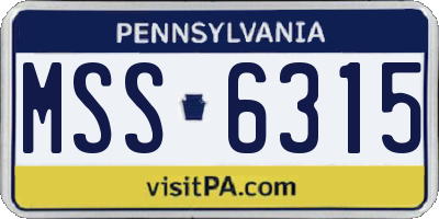 PA license plate MSS6315