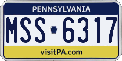 PA license plate MSS6317