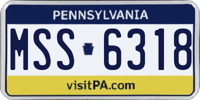PA license plate MSS6318