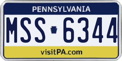 PA license plate MSS6344