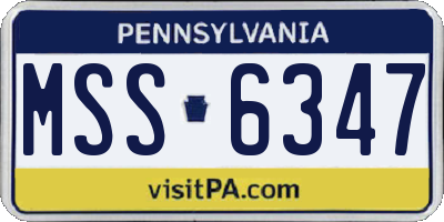 PA license plate MSS6347