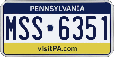 PA license plate MSS6351