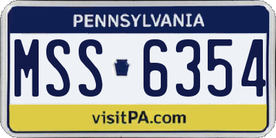 PA license plate MSS6354