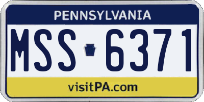 PA license plate MSS6371