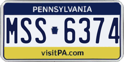 PA license plate MSS6374