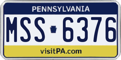 PA license plate MSS6376