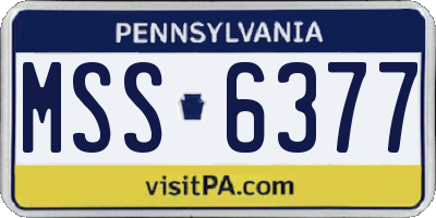 PA license plate MSS6377