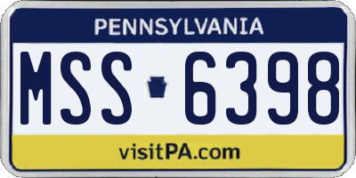 PA license plate MSS6398