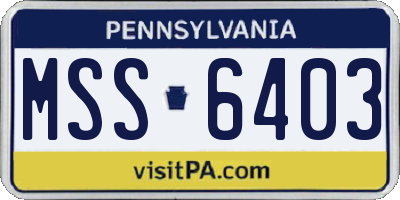 PA license plate MSS6403